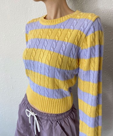 Yellow & Purple Cable Knit #250108